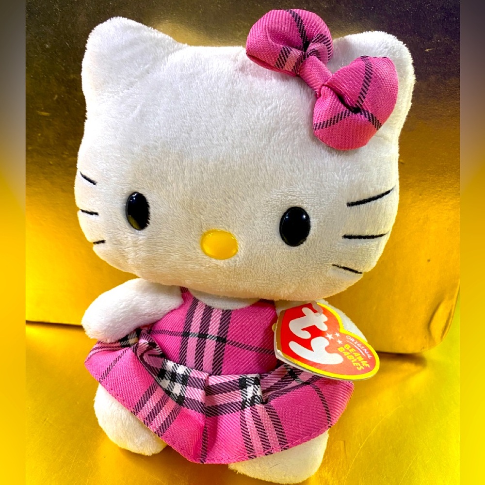 Hello Kitty Ty Beanie Babies Vintage 2010 Plush w/Pink Dress & Attached Tags 6”